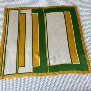 Vintage square scarf, colour block yellow, green & white